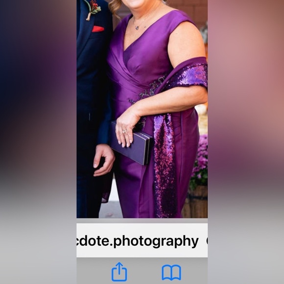 Like new MGNY MOB dress.  Gorgeous eggplant color. Dry cleaned size 12 - Picture 2 of 7